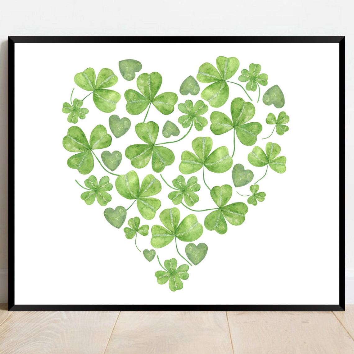 Shamrock Heart Watercolor Poster St Patricks Day Irish Decor - Image 2