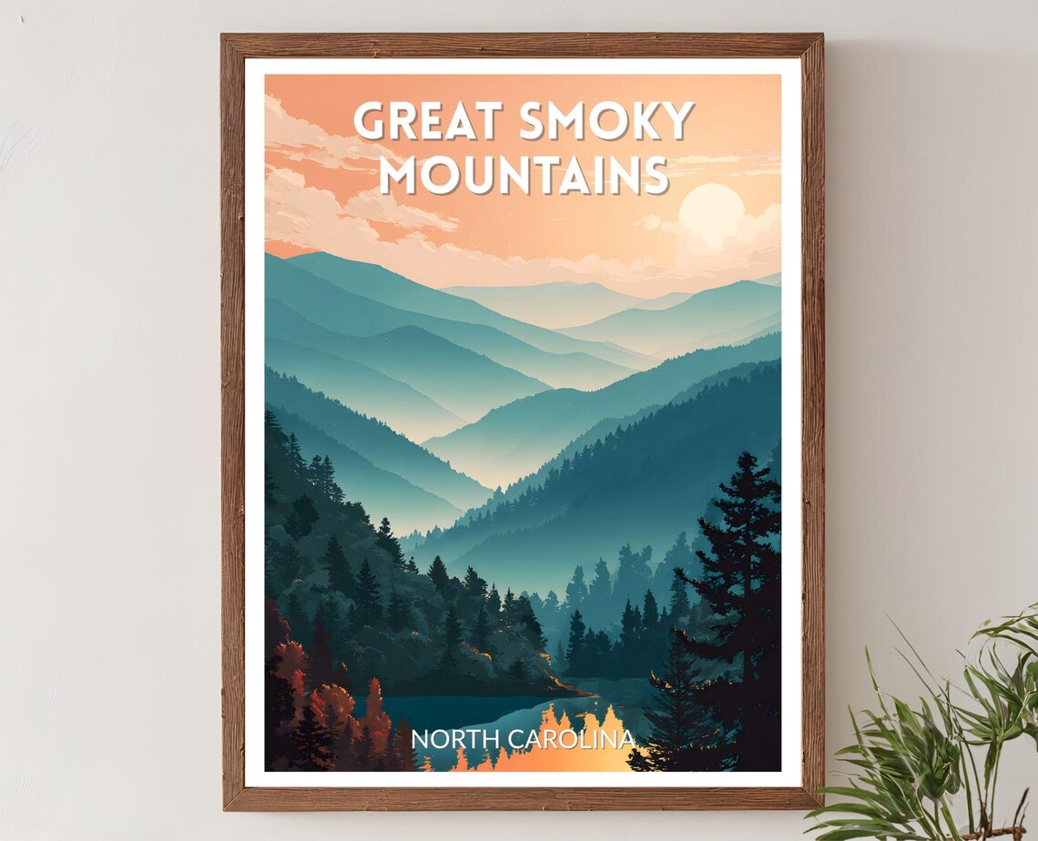 Great Smoky Mountains Retro Travel Poster