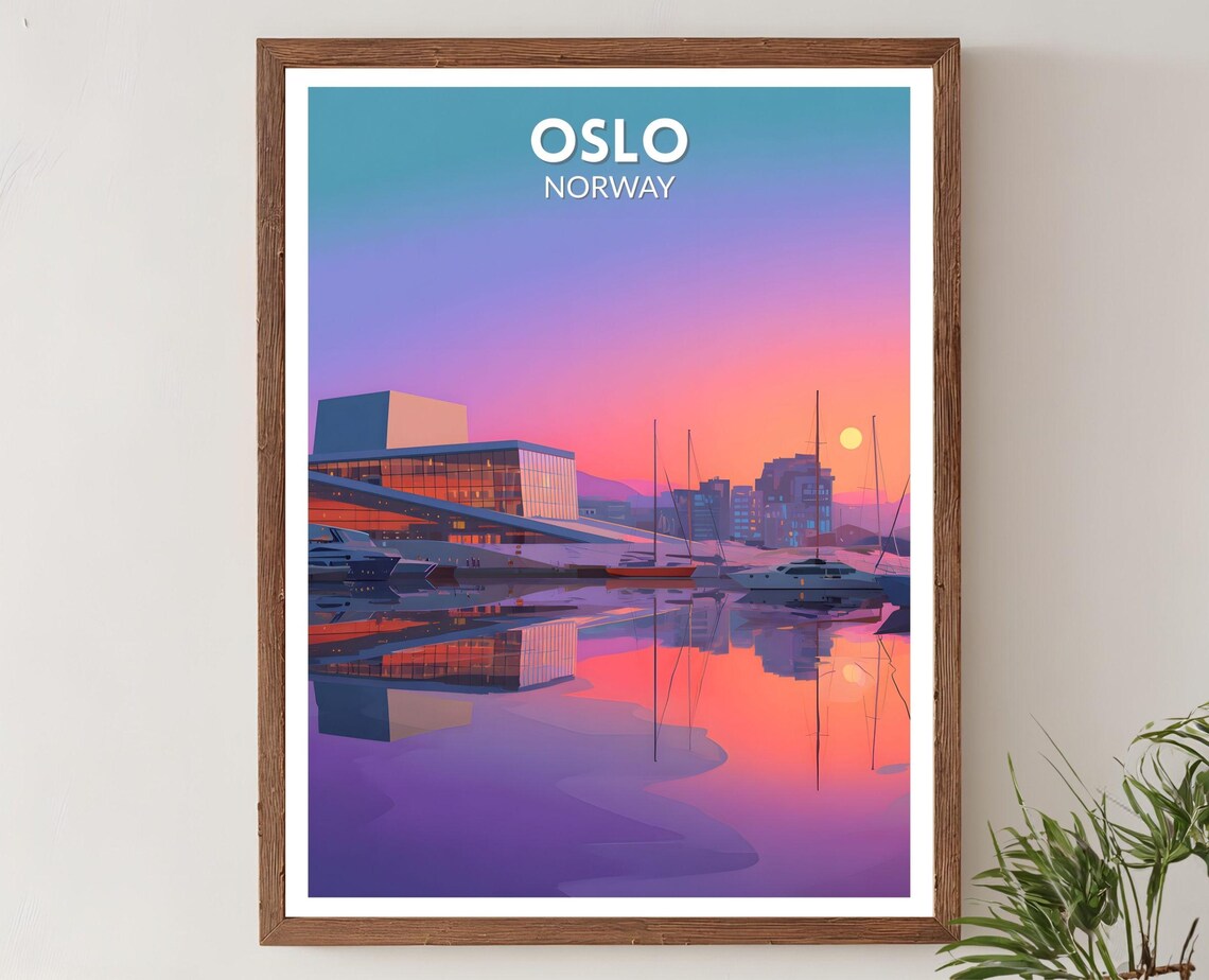 Oslo Norway Vibrant Travel Poster, Scandinavia