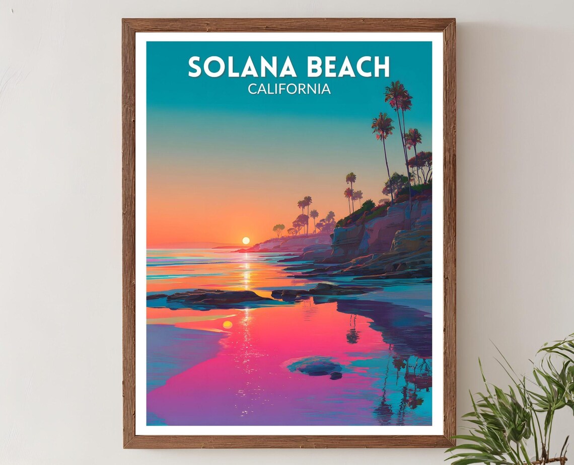 Solana Beach Vibrant Retro Futurism Poster