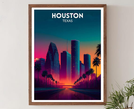 Houston Texas Vibrant Travel Poster