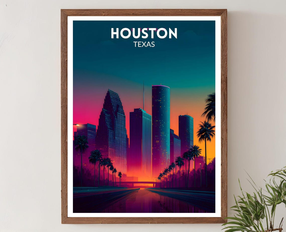 Houston Texas Vibrant Travel Poster