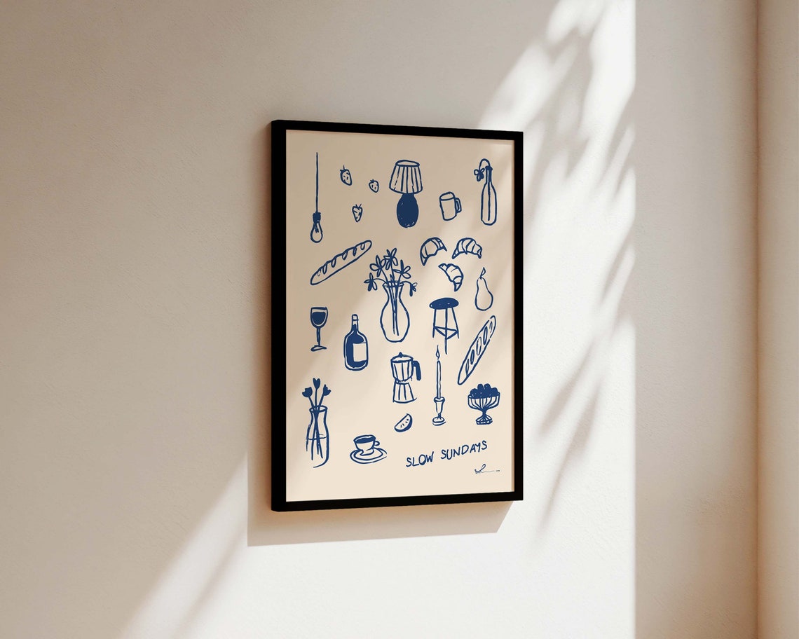 Slow Sundays Coffee Kitchen Art Print, Boho Style - Image 3
