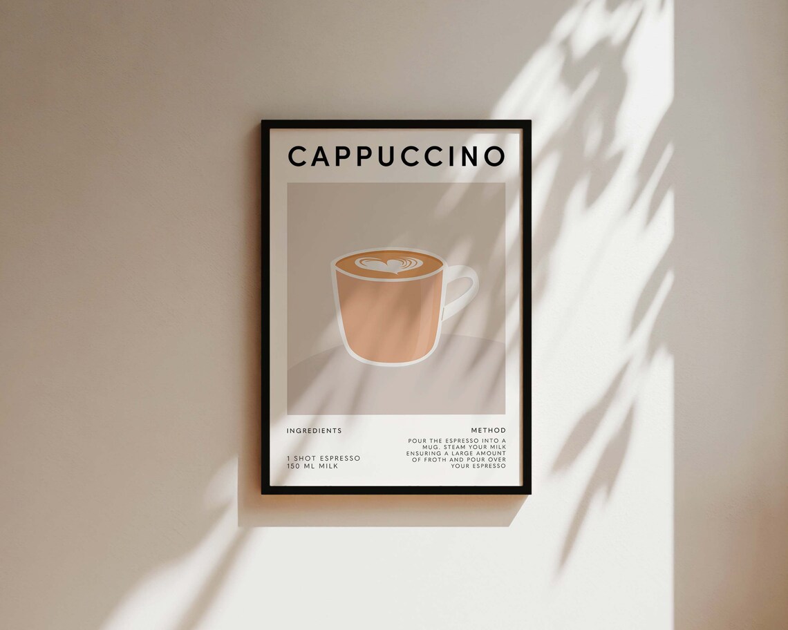 Cappuccino Coffee Print, Kitchen Wall Art Print - Image 3