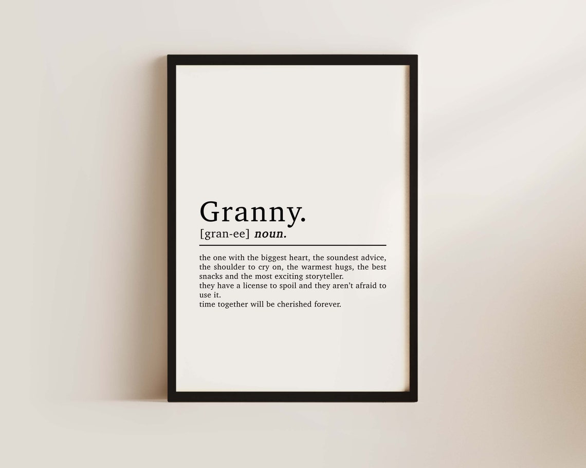 Granny Definition Quote Art Print for Grandma