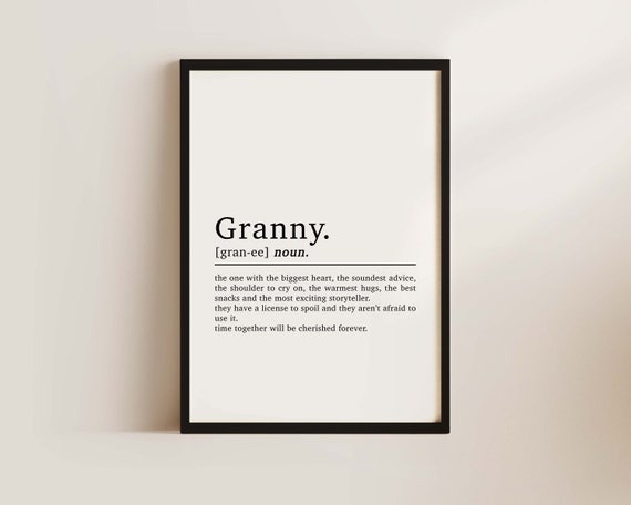 Granny Definition Quote Art Print for Grandma