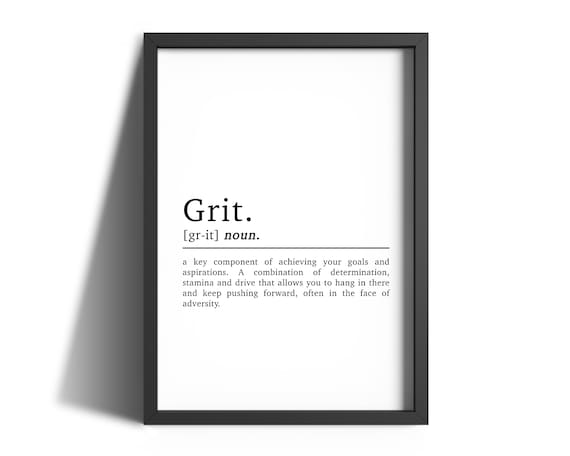 Grit Definition Quote Print, Motivational Office Wall Art
