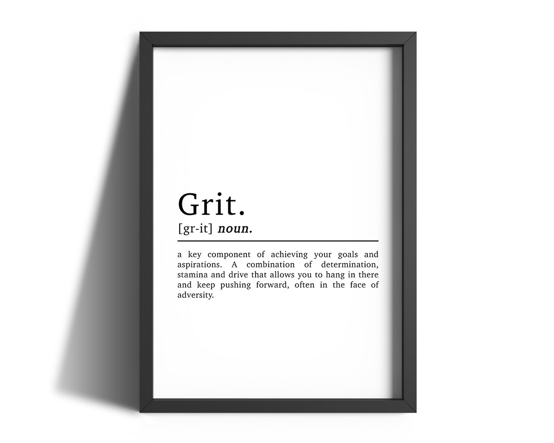 Grit Definition Quote Print, Motivational Office Wall Art