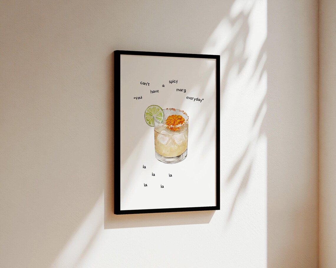 Spicy Margarita Funny Bar Poster with a Spicy Marg Quote Art - Image 3
