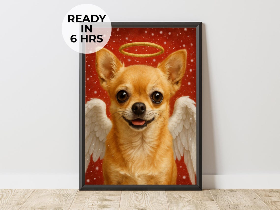 Christmas Pet Portrait Holy Dog Print From Photo Gift For Cat Lovers