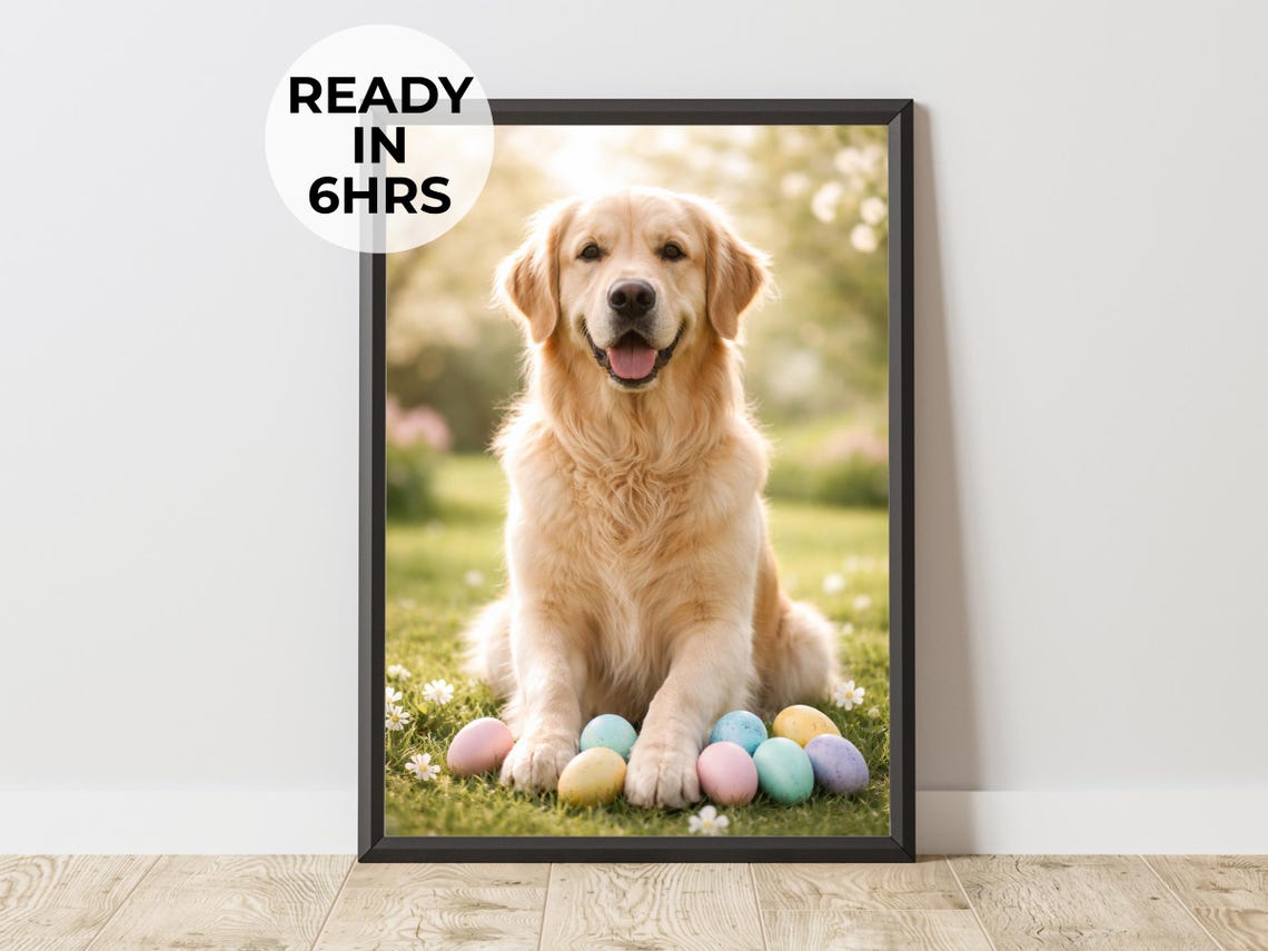 Custom Easter Pet Portrait Holiday Dog Art Spring Gift