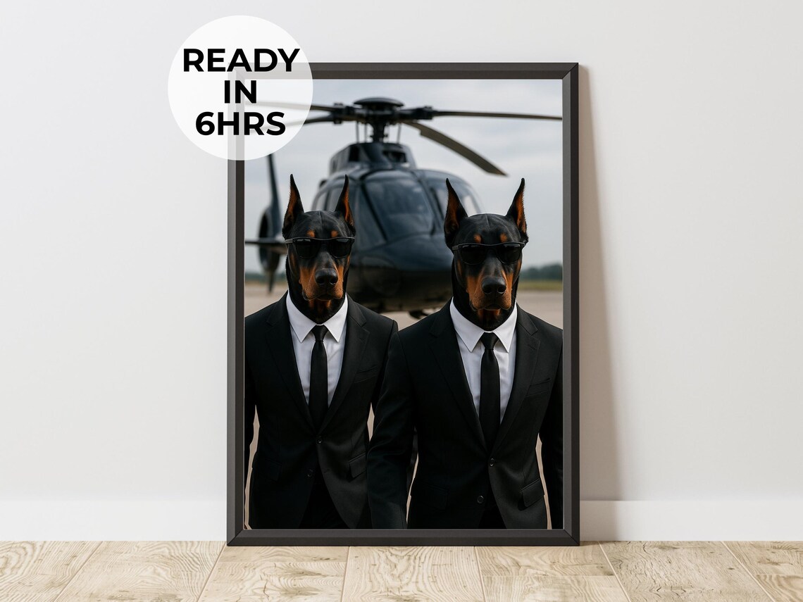 Custom Agent Pet Portrait, Funny Bodyguard Gift