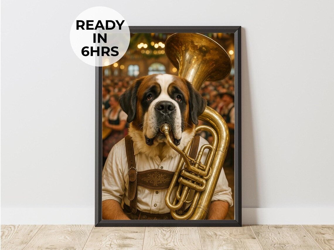 Custom Oktoberfest Pet Portrait, German Gift Art Print