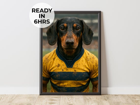 Custom Rugby Pet Portrait Sports Fan Art Gift For Him