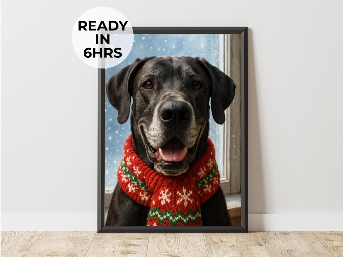 Custom Reindeer Pet Portrait, Funny Christmas Gift