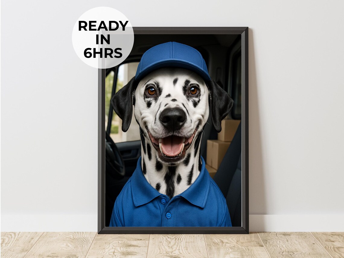 Courier Pet Portrait Art Print, Gift For Coworker