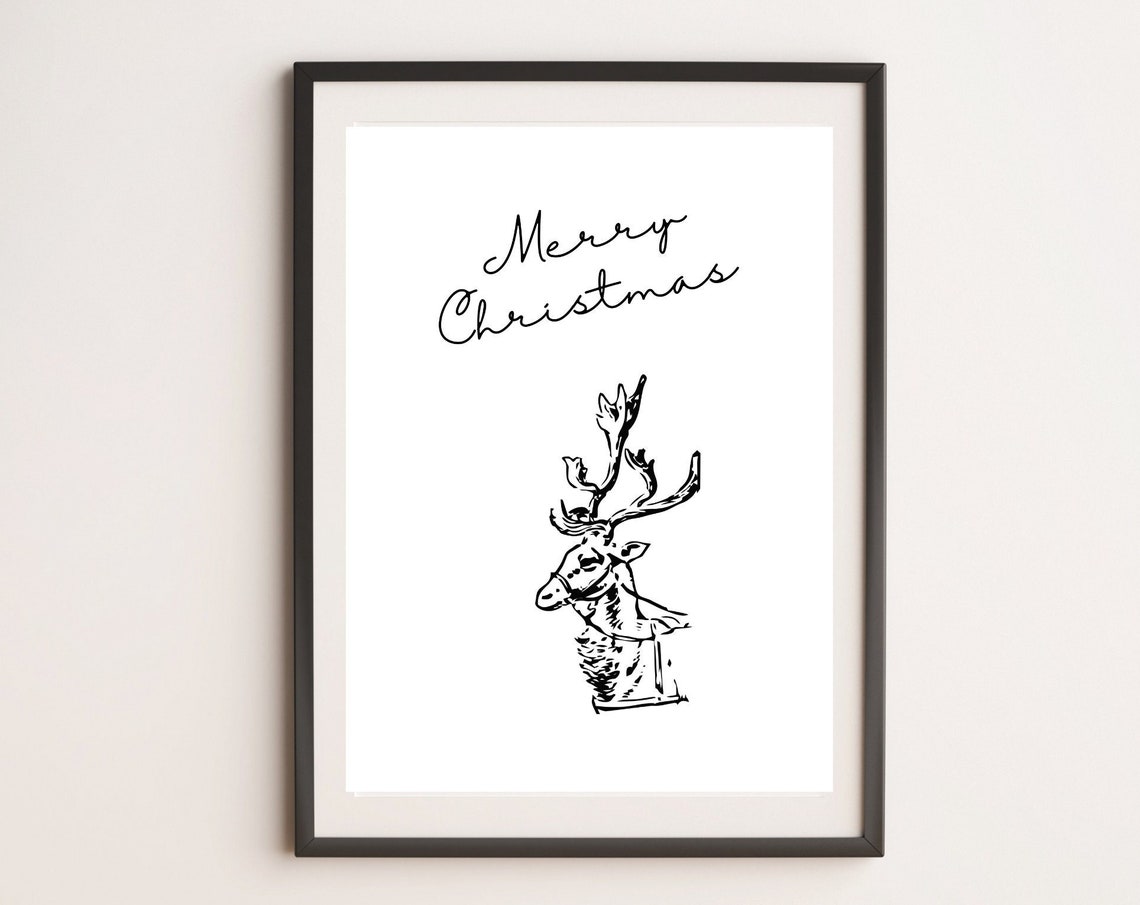 Merry Christmas Reindeer Sketch Minimalist Holiday Word Wall Poster - Image 3