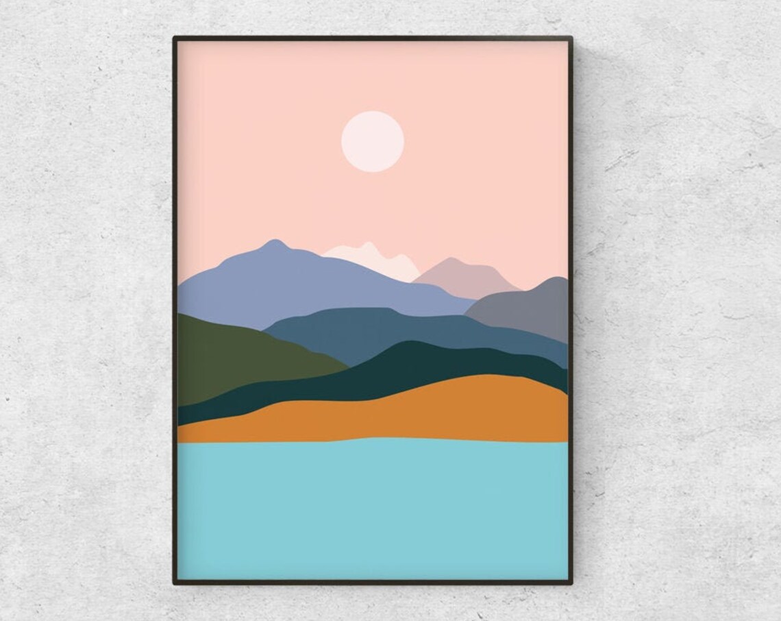 Mountains by the Ocean Minimalist Art Print - Image 3