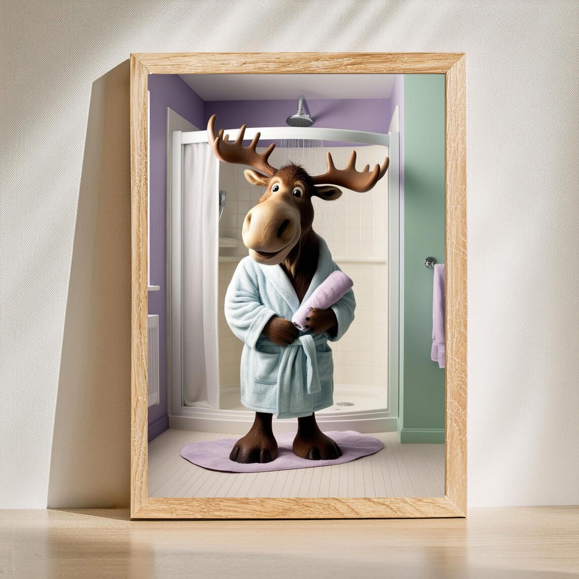 Relaxing Moose, Cute Bathroom Decor Gift