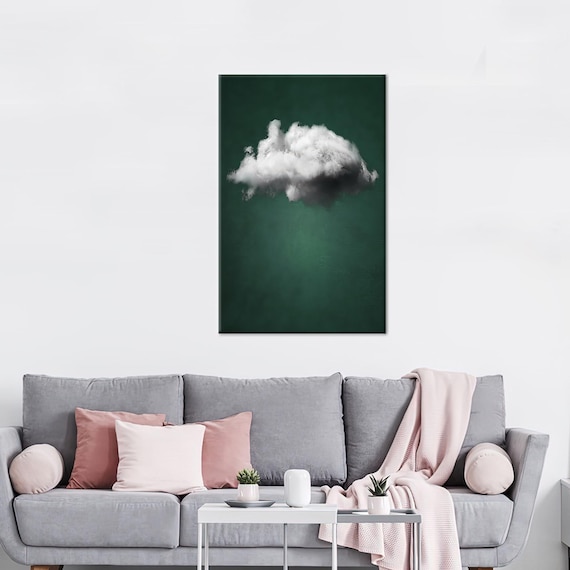 Cloud Art Print, Modern Personalized Baby Girl Gift