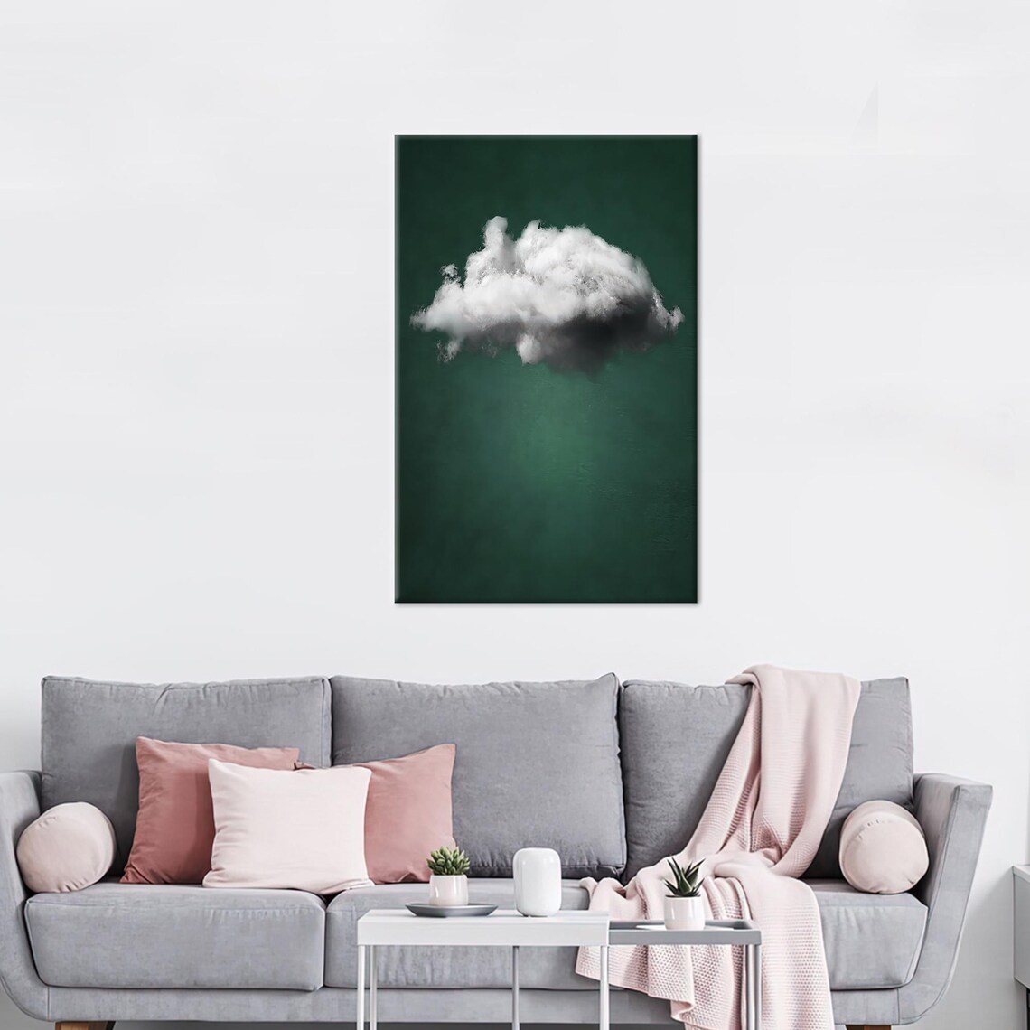 Cloud Art Print, Modern Personalized Baby Girl Gift