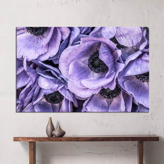 Purple Anemone Flowers Close Up Photography Lavender Floral Poster
