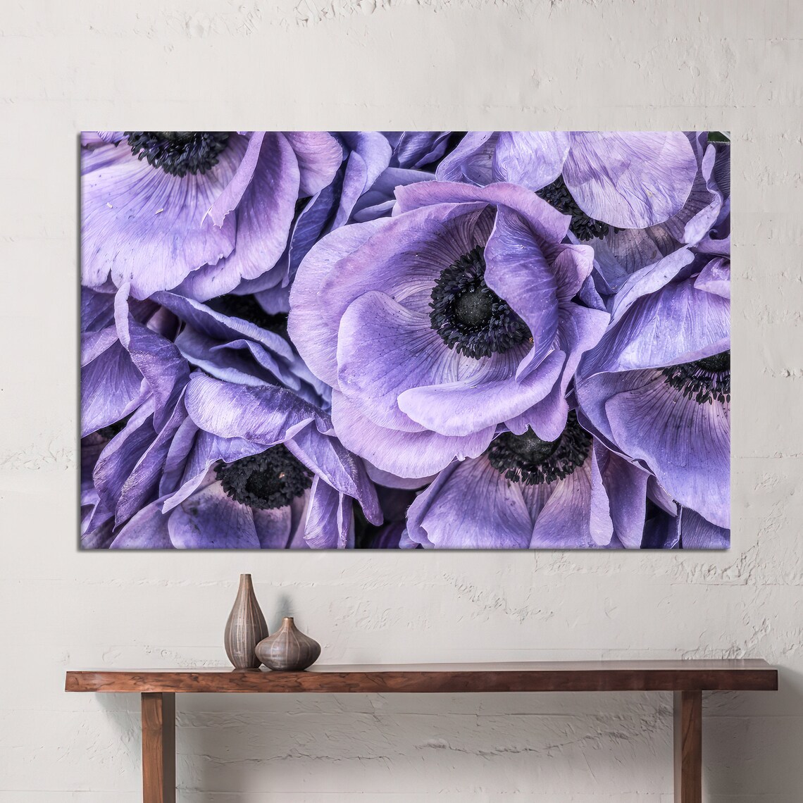 Purple Anemone Flowers Close Up Photography Lavender Floral Poster