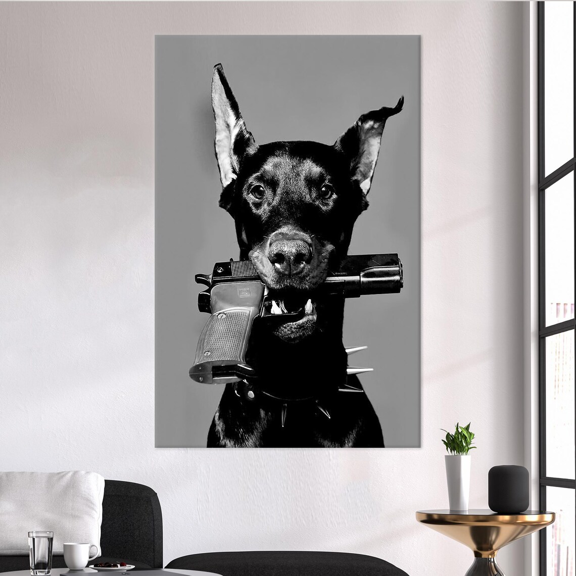 Black Dog Modern Animal Art Print, Lover Gift