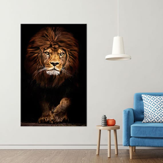 Canvas Wall Art Animal Print Lion Decor Man Cave Wildlife Grandma Gift Personalized