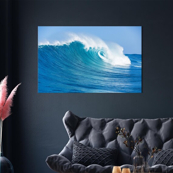 Blue Wave Coastal Living Room Wall Art Print