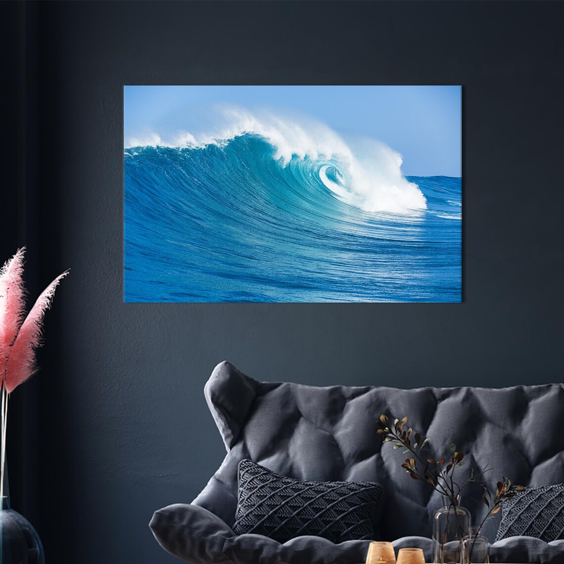 Blue Wave Coastal Living Room Wall Art Print