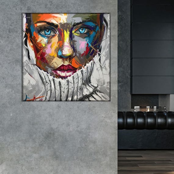 Abstract Woman Portrait Canvas Art Modern Wedding Decor