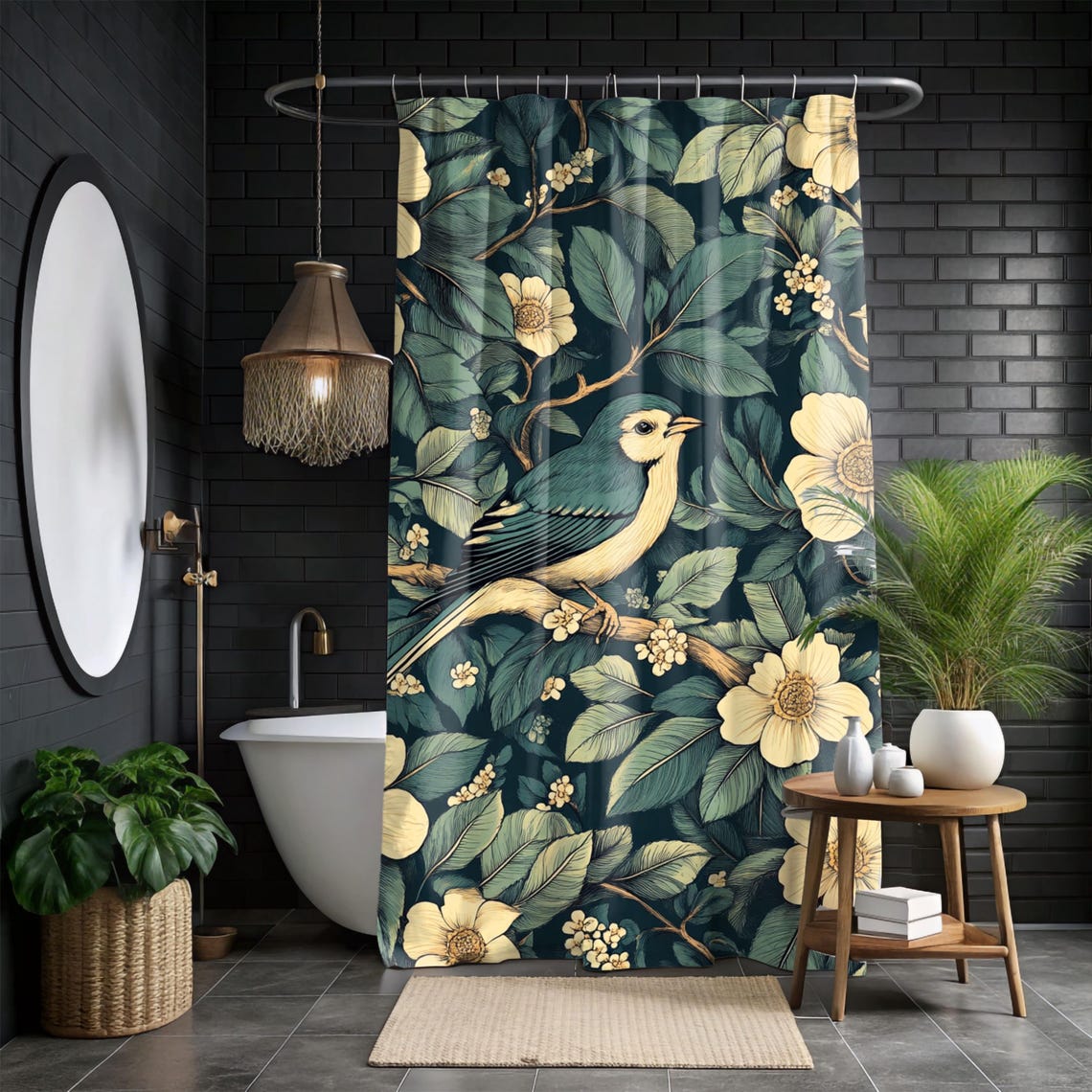 William Morris Style Bird Botanical Dark Floral Vintage Birds Wall Art