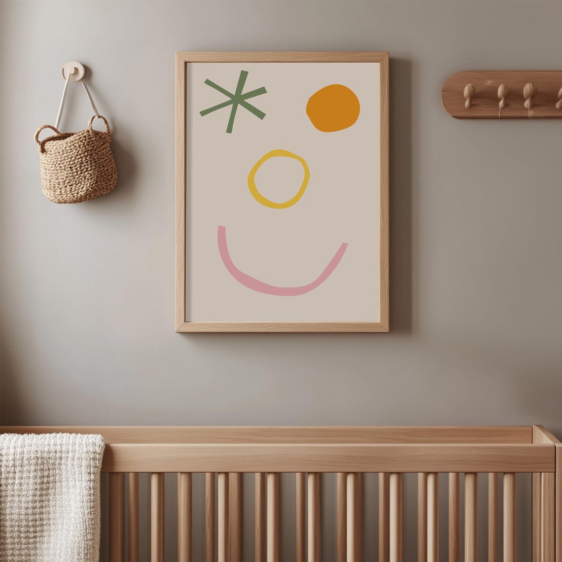 Abstract Playful Shapes Print Minimalist Boho Modern Art Fun Wall Decor