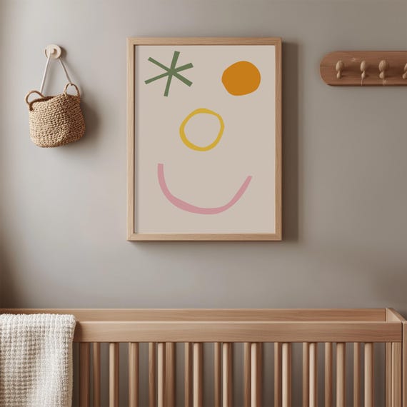 Abstract Playful Shapes Print Minimalist Boho Modern Art Fun Wall Decor