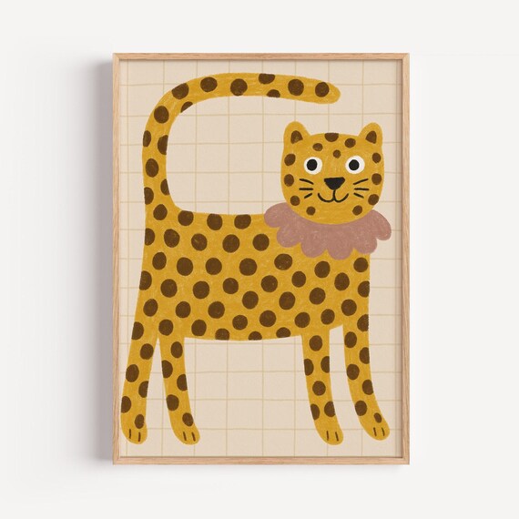 Leopard Rolled Poster Jungle Safari Wall Art For Kids Room Cute Cheetah Print Nursery Or Baby Unframed Animal Decor