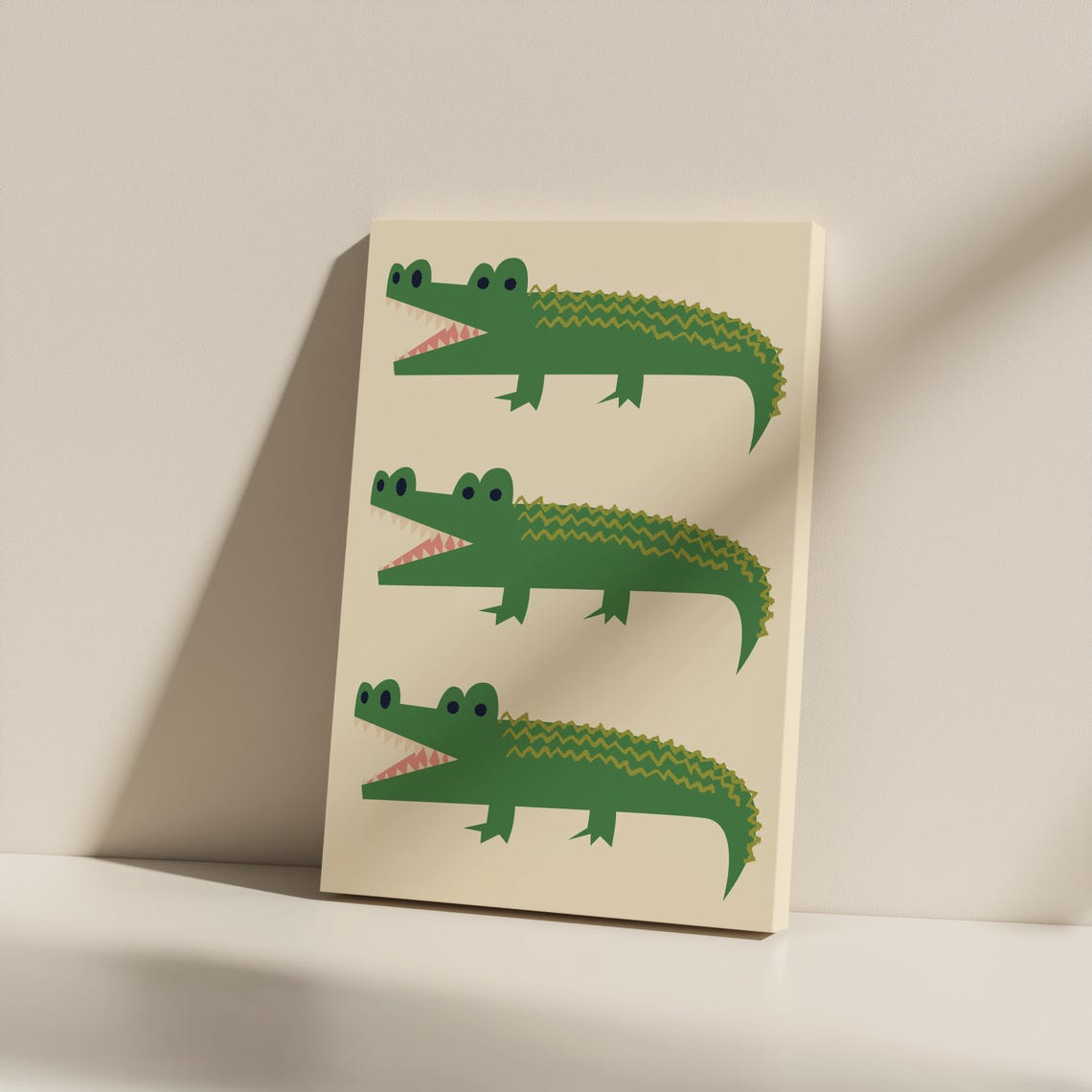 Grinning Cartoon Crocodile Trio Kids Room Fun Animal Wall Poster