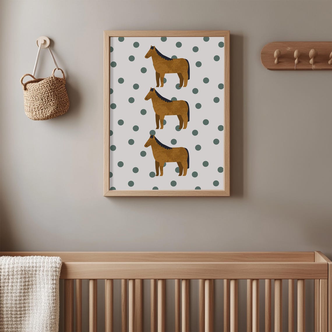 Farmhouse Horse Pattern Print Rustic Nursery Wall Art