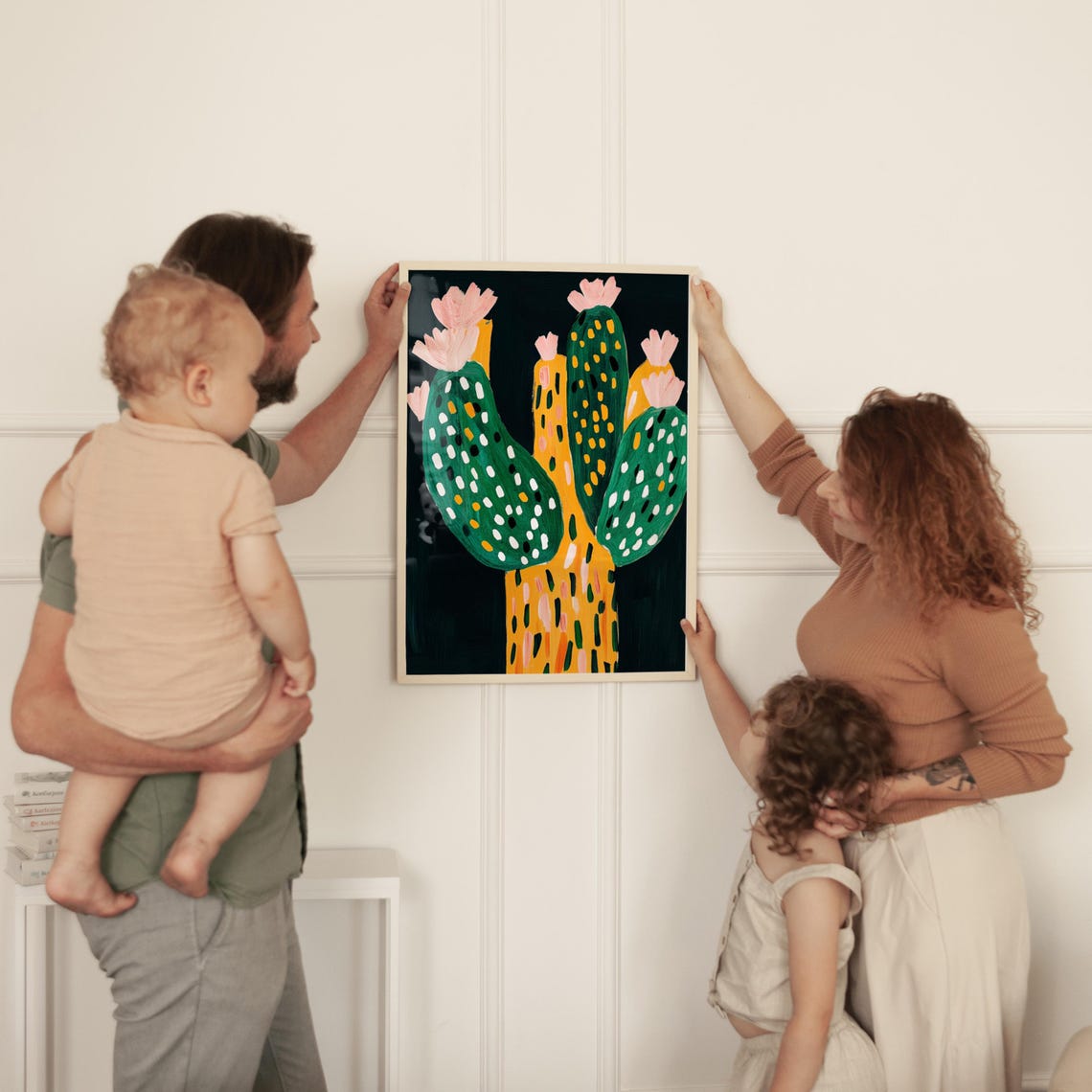Blooming Cactus With Pink Flowers Colorful Modern Botanical Art Poster - Image 4