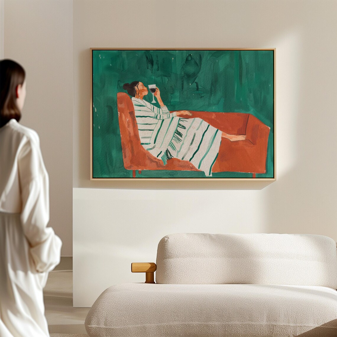 Emerald Green Abstract People Art Print, Contemporary - Image 2