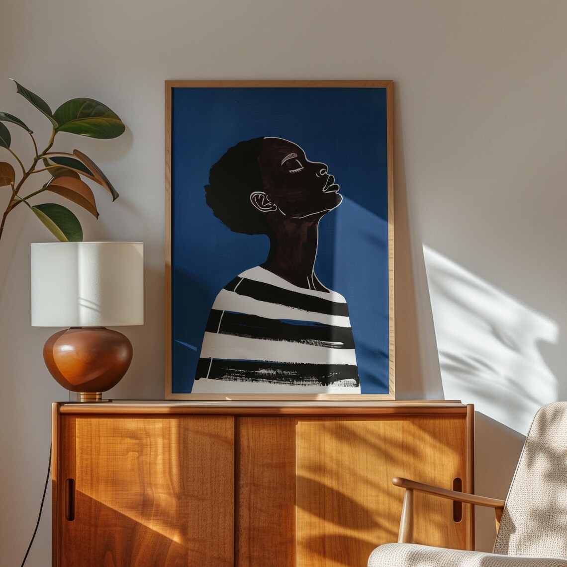Abstract People Blue Wall Art Print, Nordic Minimalist - Image 2