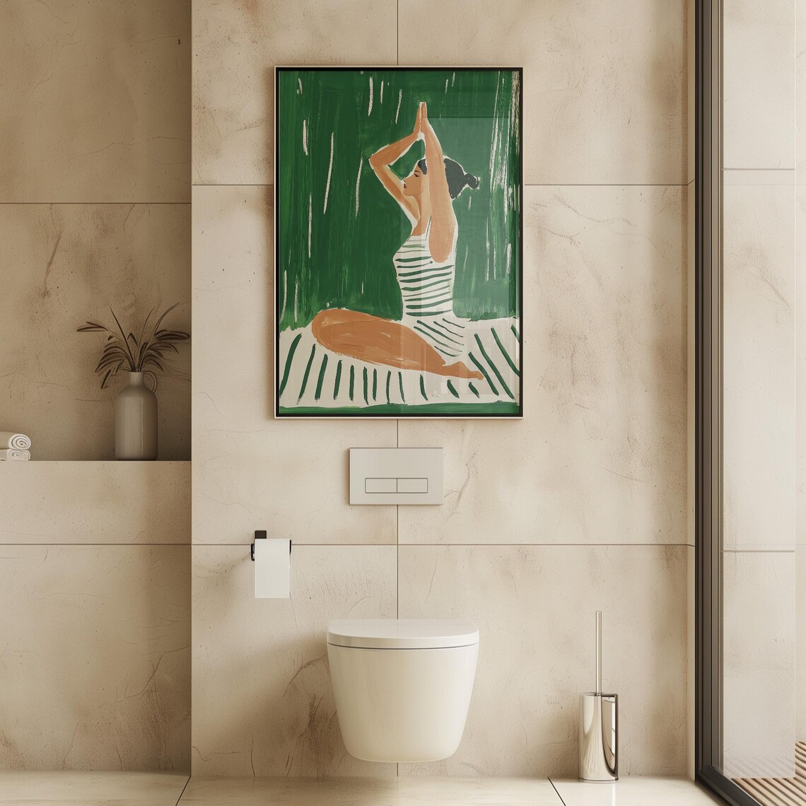 Modern Yoga Art Print, Abstract Woman Meditating - Image 6