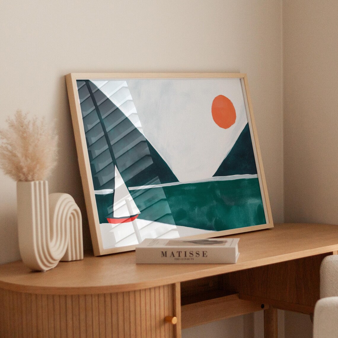 Minimalist Sailboat Art Print, Abstract Coastal Landscape - Image 6