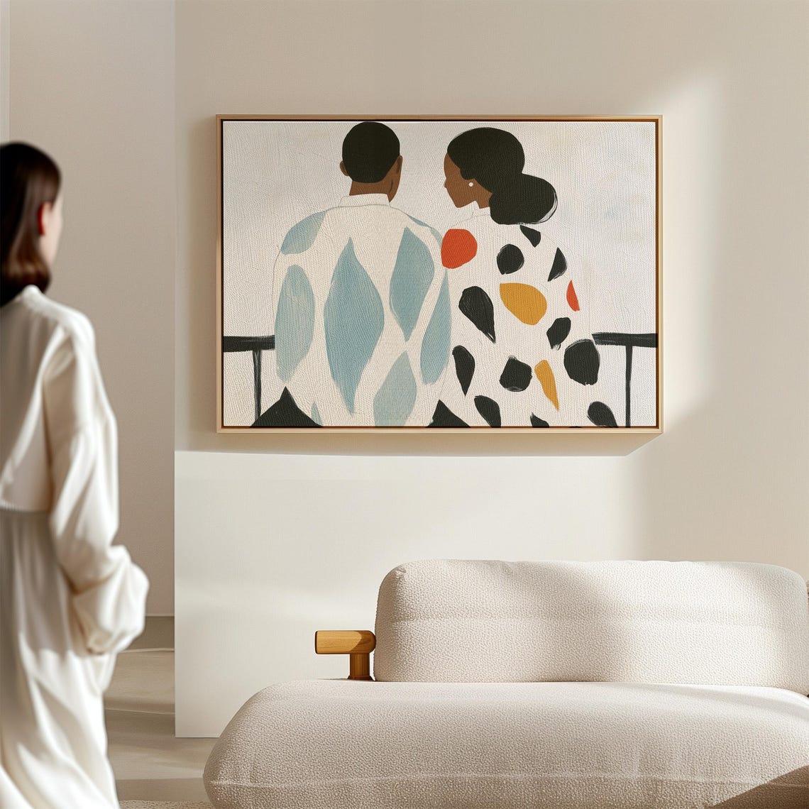 Back View Couple in Colorful Organic Blob Patterns Intimate Poster - Image 2