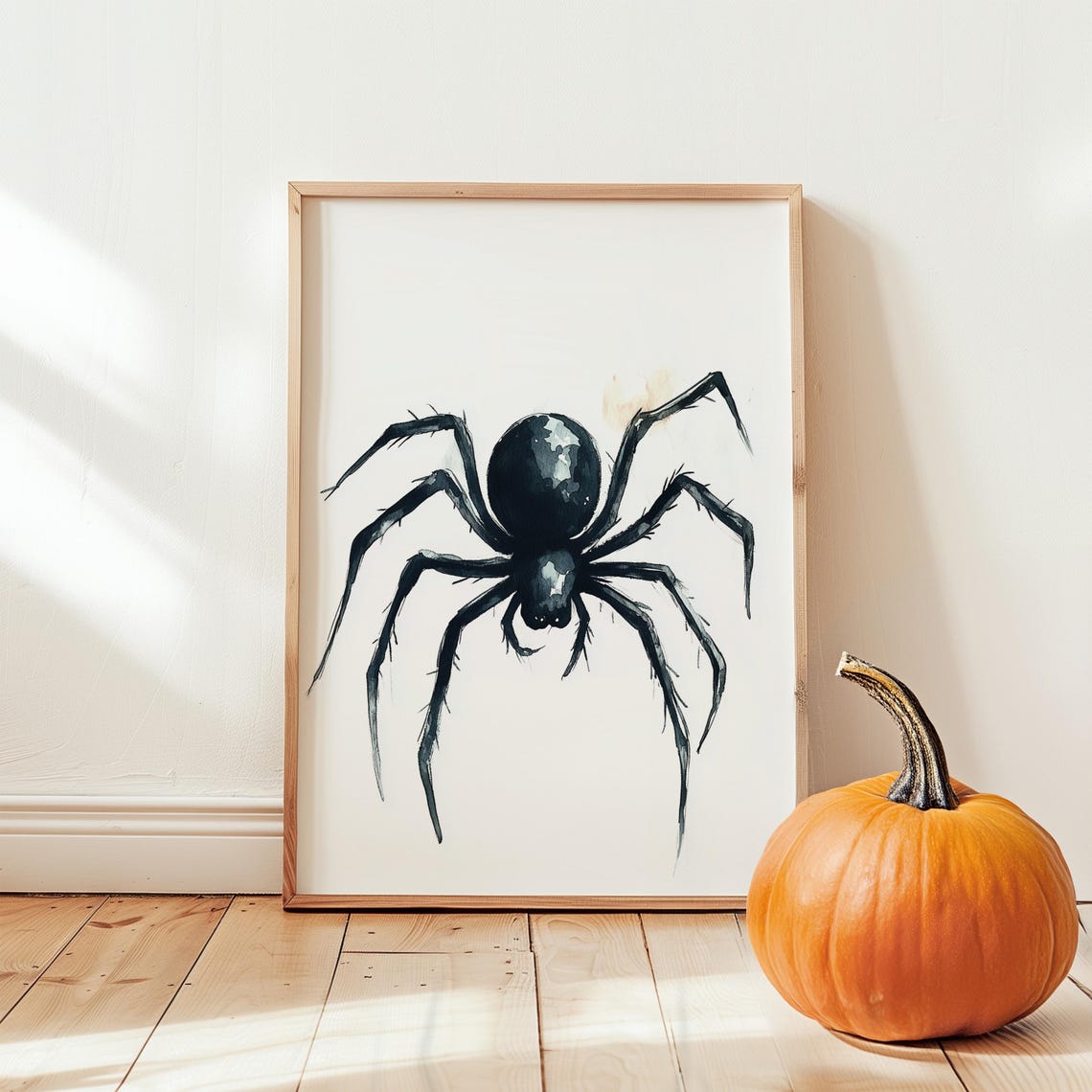 Gothic Black Spider Watercolor Minimalist Halloween Insect Poster - Image 4