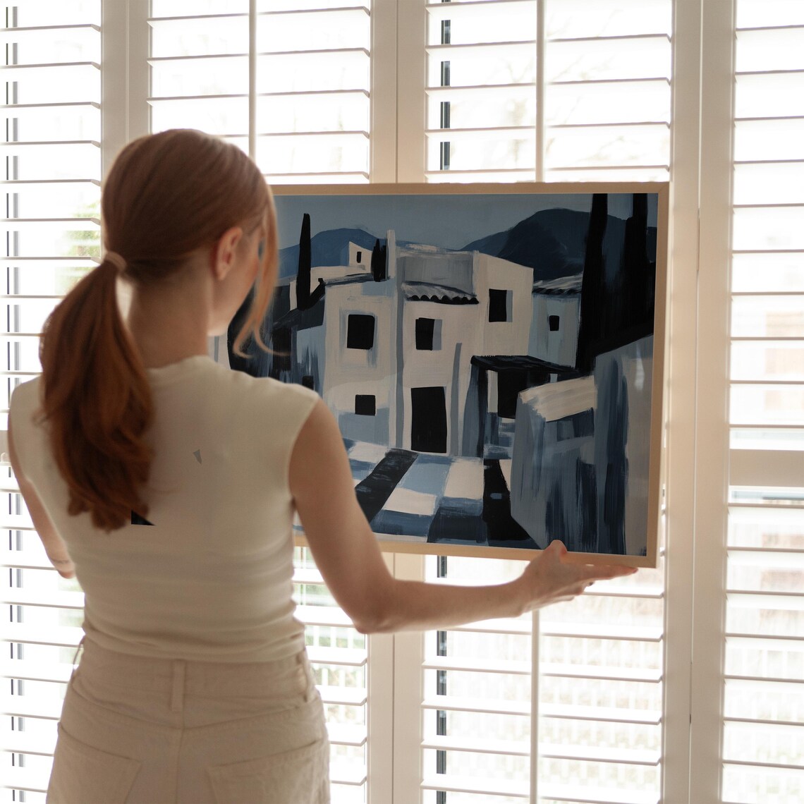Minimalist Mediterranean Village Art Print - Image 4