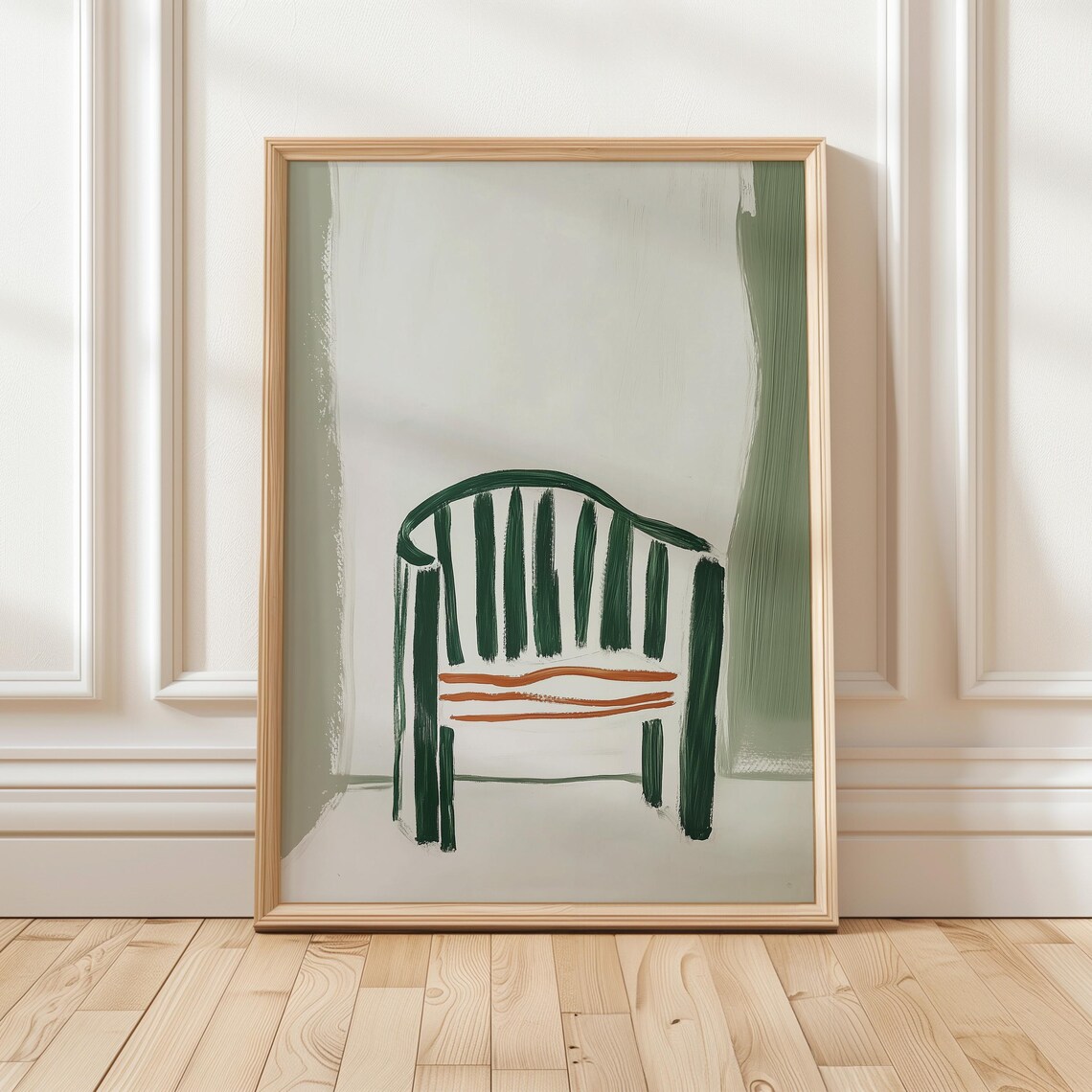 Minimalist Chair Art Print Modern Abstract Furniture Illustration Green Wall Art Contemporary Art Stylish Living Room