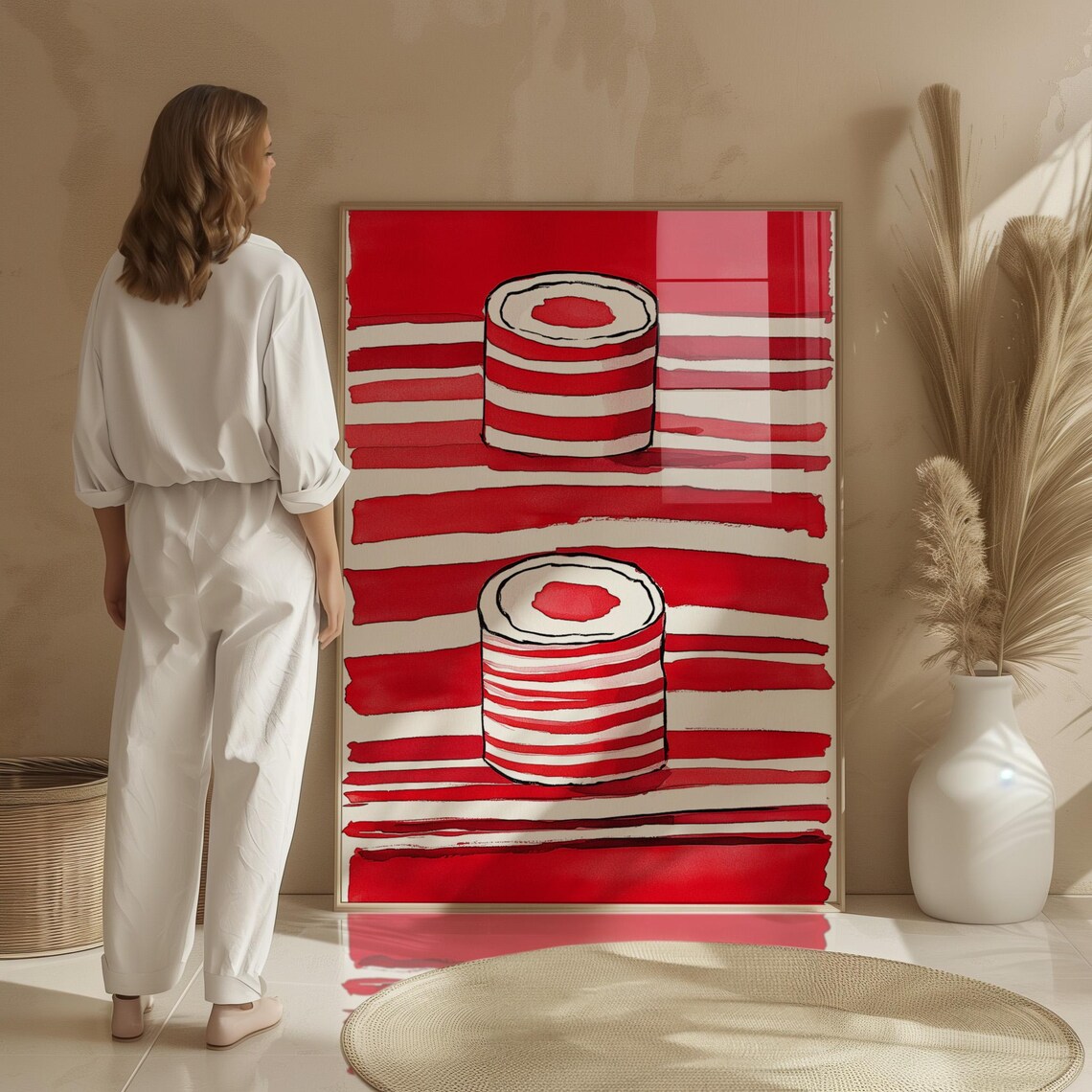Abstract Sushi, Bold Red Striped Minimalist Illustration - Image 5