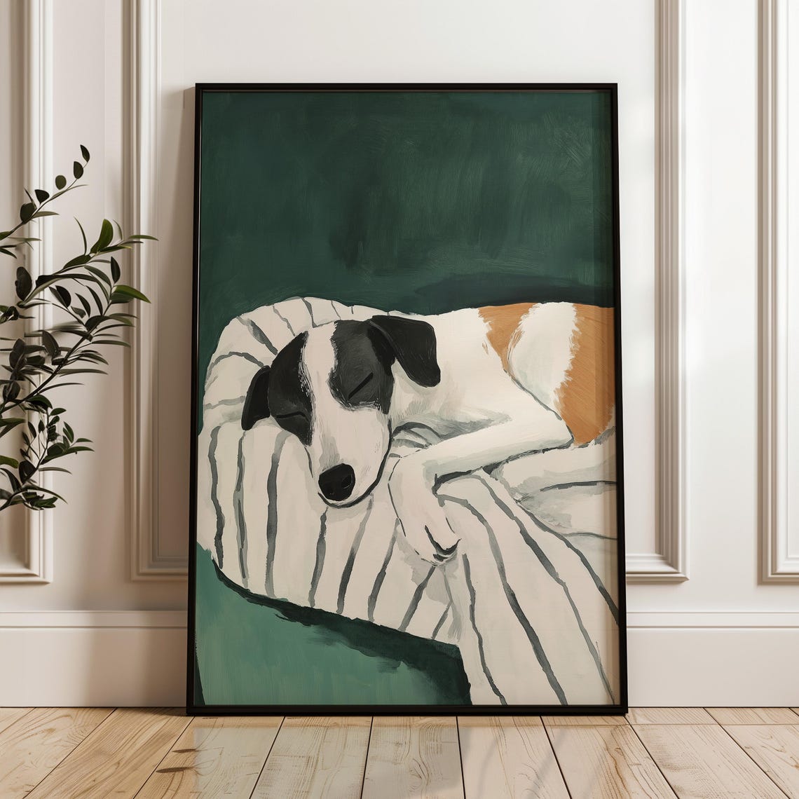Sleeping Bulldog Dog Art Print Cozy Bulldog On Couch Painting Dog Lover Wall Decor Bulldog Portrait Watercolor Relaxing Pet Artwork