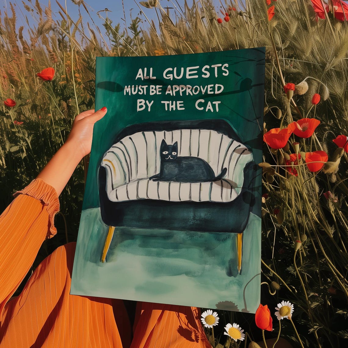 All Guests Must Be Approved By The Cat Funny Quote Cat Poster - Image 3